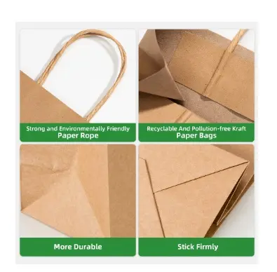 Kraft handle Bag Brown (10*6*12)