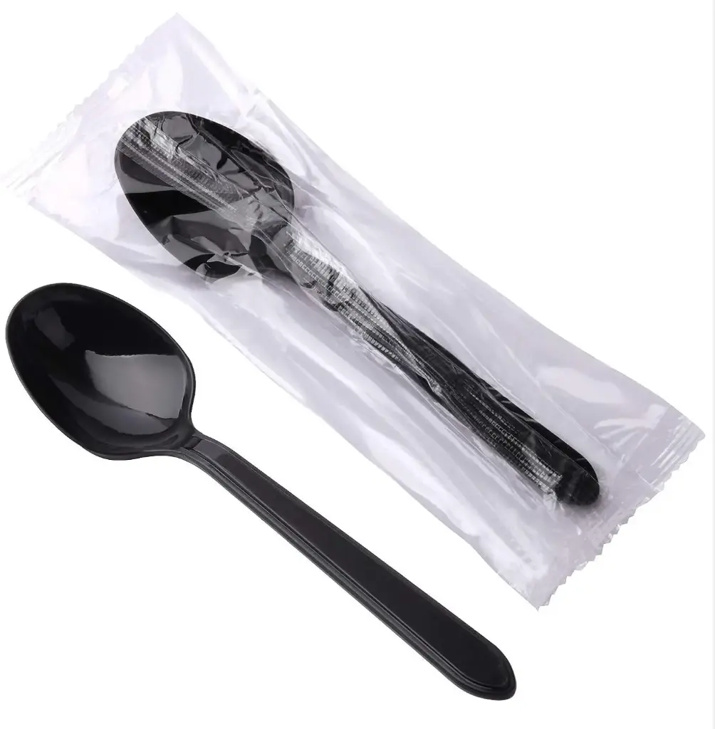 HEAVY WEIGHT WRAPPED PLASTIC SPOON  Black