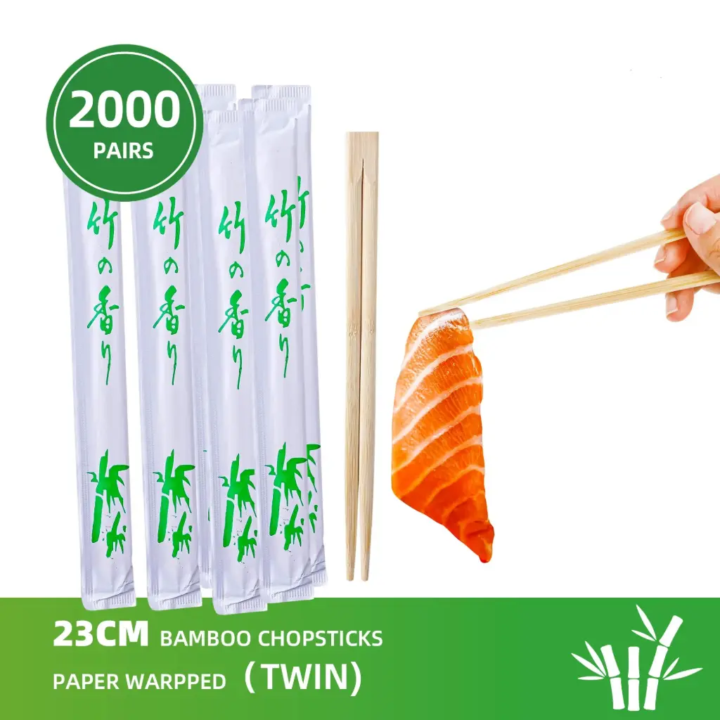 23CM Bamboo Chopsticks PAPER WARPPED (TWIN)