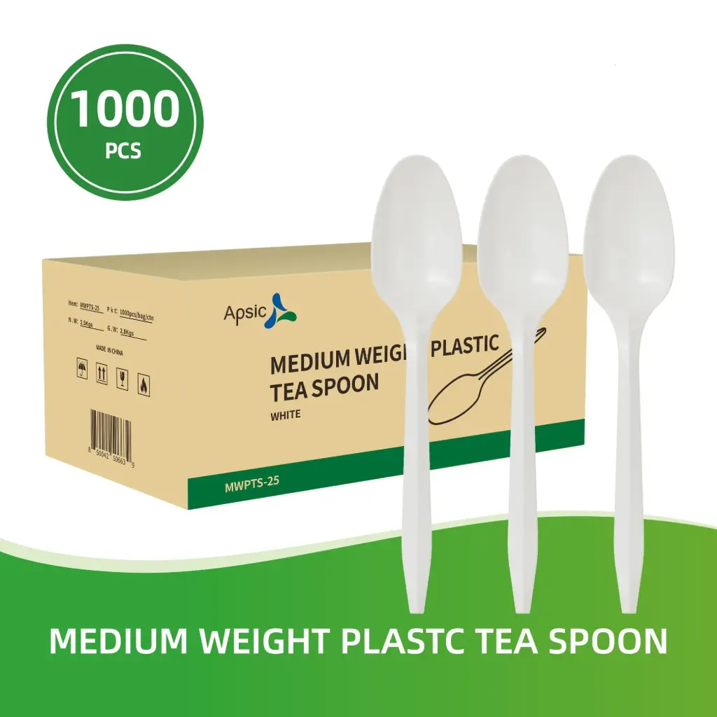 Plastic spoons Medium Weight White