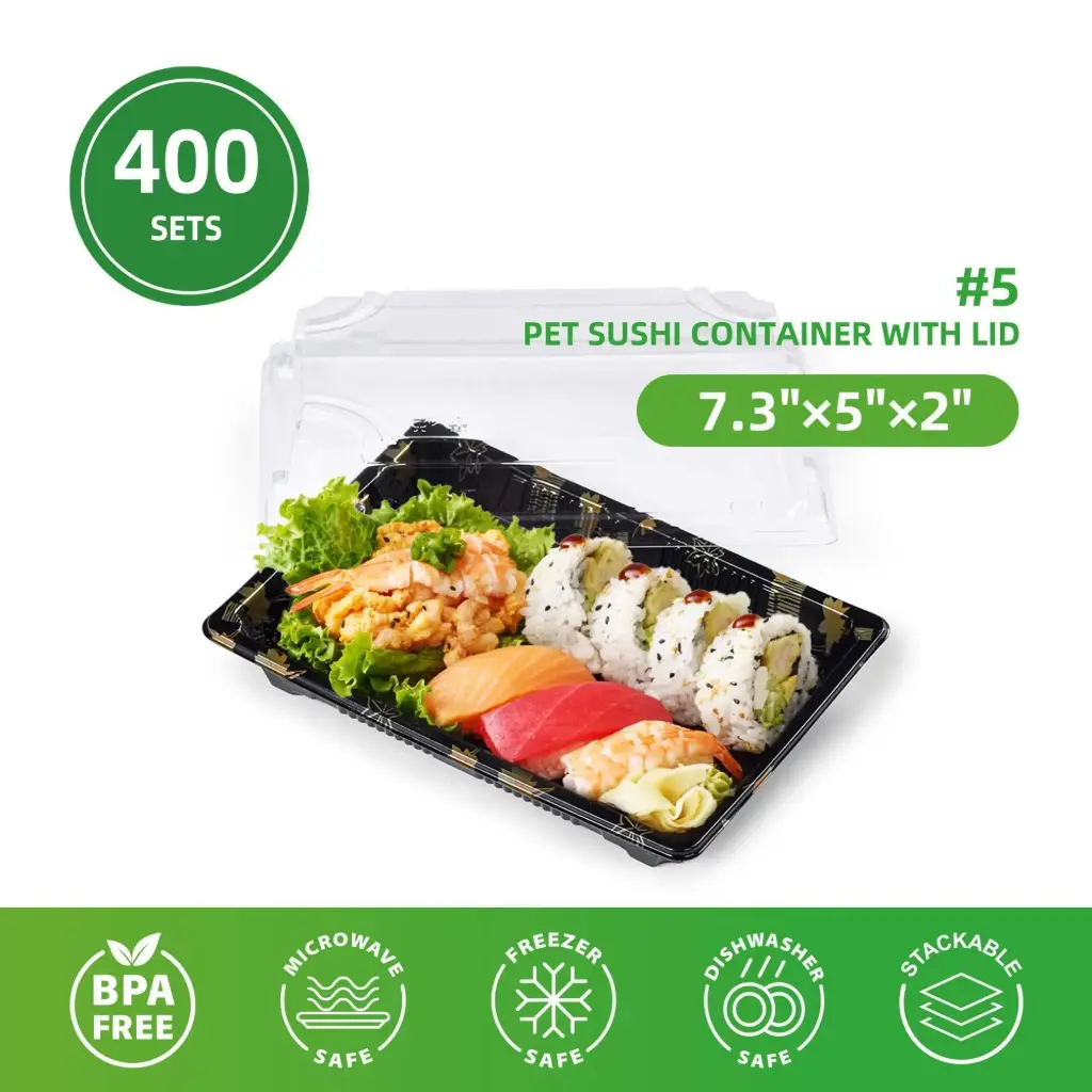 #05 Sushi Container w/ Lid WP05 7.3"×5"×2"
