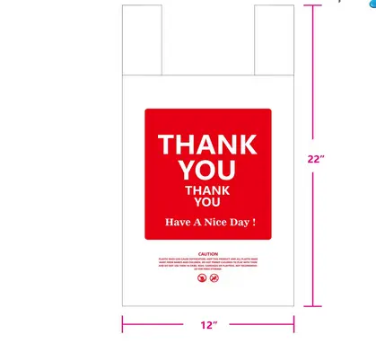 T-SHIRT CARRY OUT BAGS LG 12"×7"×22"