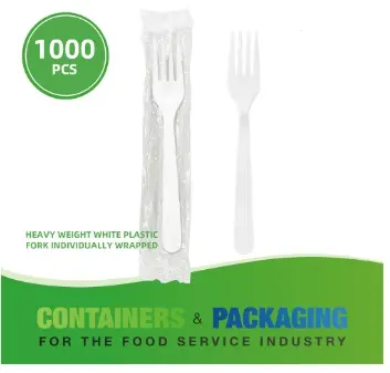 HEAVY WEIGHT WRAPPED PLASTIC FORK White