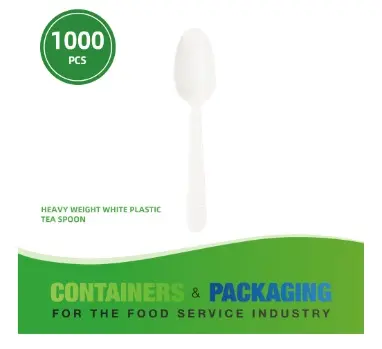 HEAVY WEIGHT WRAPPED PLASTIC SPOON  White 