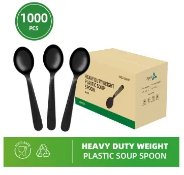 HEAVY WEIGHT WRAPPED PLASTIC SPOON  Black