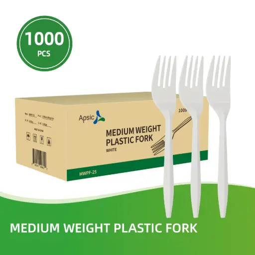 Plastic forks Medium Weight White